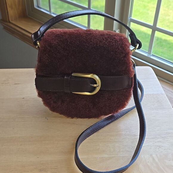 Patricia Nash Dark Brown Shearling Crossbody Bag Womens Handbag Purse Tote Carry - Picture 3 of 16